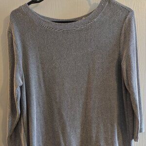 Christian Siriano NY Black White Striped 3/4 Sleeve Button Top Womens Size S